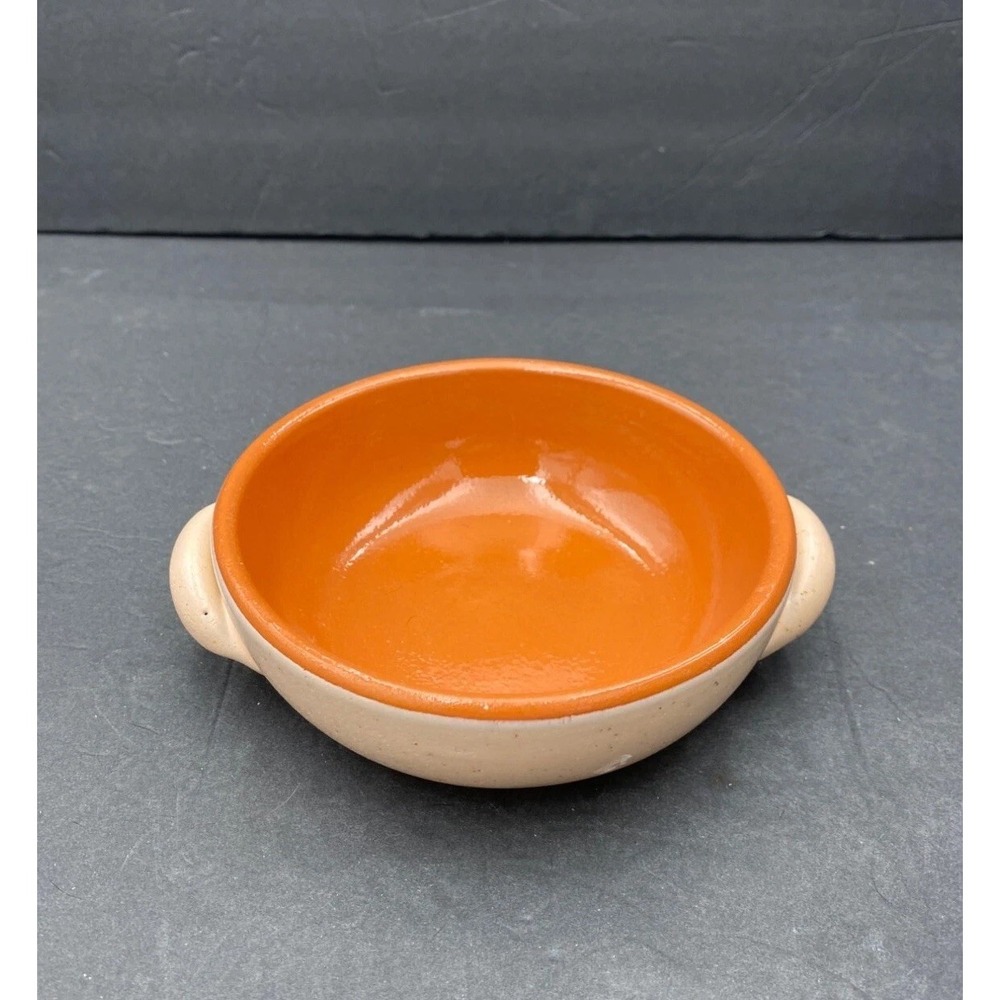 Vintage De Silva Terracotta Bowl Handled Italy Orange Glaze MCM 1960s‎ Italian